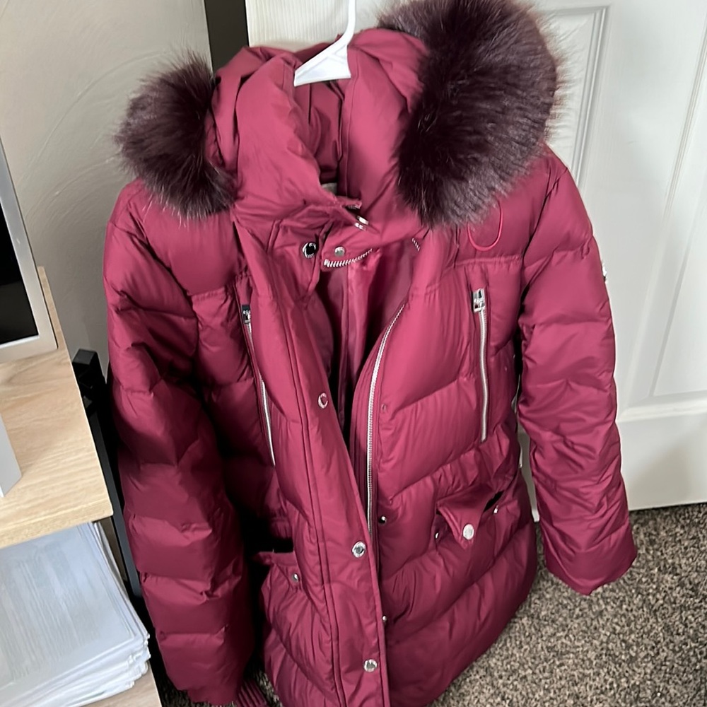 Michael Kors burgandy down filled winter coat